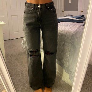 Adika Black ripped wide leg jeans